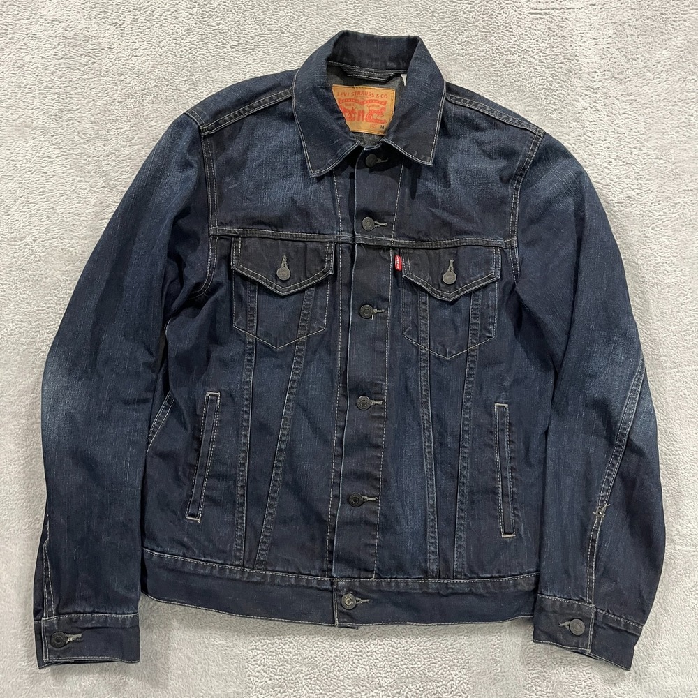 Levis Denim Trucker Jacket Men Medium Blue Country Ranch Rockability Southwesten